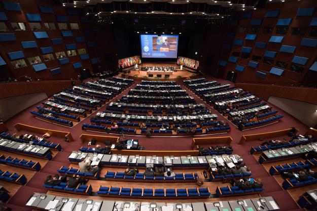 The World Forum Theatre at the 21st Session of the Conference of the States Parties.