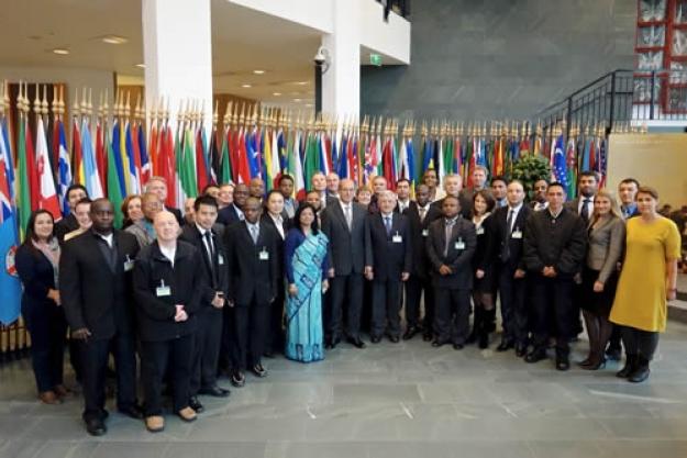 The OPCW Director-General and Deputy Director-General and participants in the Assistance-and-Protection training for instructors.