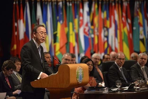 UN Secretary General Ban Ki-Moon addresses the opening session of the Third Review Conference.