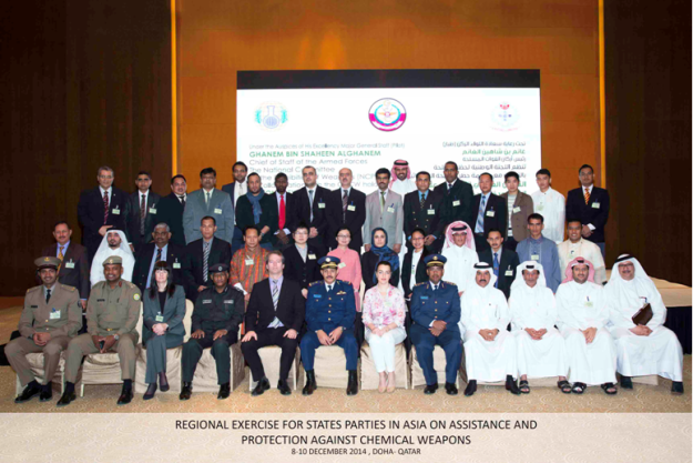 Participants at the Regional Exercise in Assistance and Protection for Asian States Parties, which was Held in Qatar from 8 to 10 December 2014.