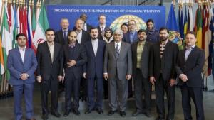 OPCW Deputy Director-General Hamid Ali Rao (center right) and the judiciary delegation of the Islamic Republic of Iran to the OPCW.