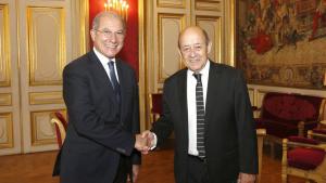 OPCW Director-General Ahmet Üzümcü (left), was received by the French Minister for Europe and Foreign Affairs, H.E. Mr Jean-Yves Le Drian, during a visit to Paris, France on 17 October, 2017. Photo: F. de la Mure/MEAE