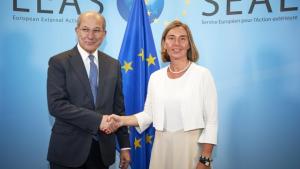 The OPCW Director-General, Ambassador Ahmet Üzümcü, meeting with Ms Federica MOGHERINI, High Representative of the EU for Foreign Affairs and Security Policy