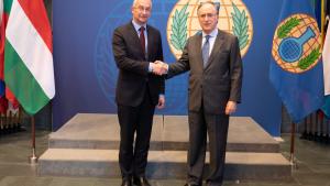 State Secretary for Security Policy of the Hungarian Ministry of Foreign Affairs and Trade, H.E. Mr Péter Sztáray, and the Director-General of the Organisation for the Prohibition of Chemical Weapons (OPCW), H.E. Mr Fernando Arias