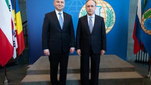 OPCW Director-General, H.E. Mr Fernando Arias, and the President of Poland, Mr Andrzej Duda, meeting at the OPCW Headquarters in The Hague