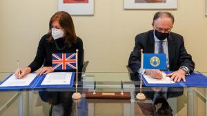 Permanent Representative of the United Kingdom to the OPCW, H.E. Ambassador Joanna Roper CMG, and OPCW Director-General, H.E. Mr Fernando Arias