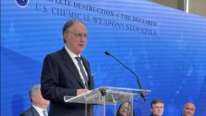 Ambassador Fernando Arias, OPCW Director-General, delivers remarks at the Assembled Chemical Weapons Alternatives (ACWA) End of Destruction Operations celebratory event on 13 December 2023 at the U.S. Institute of Peace, Washington, D.C.
