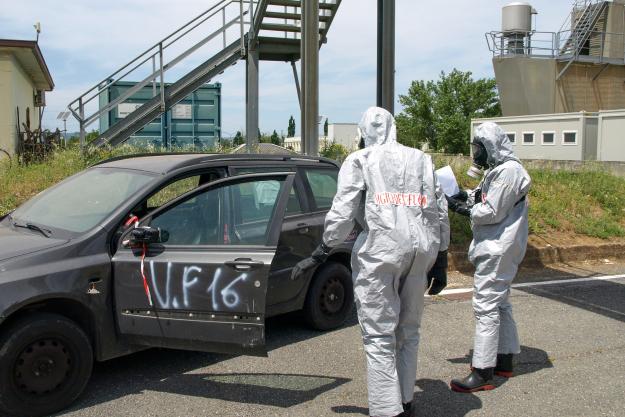 Participants practice approaching crime scene to conduct an invasive investigation.