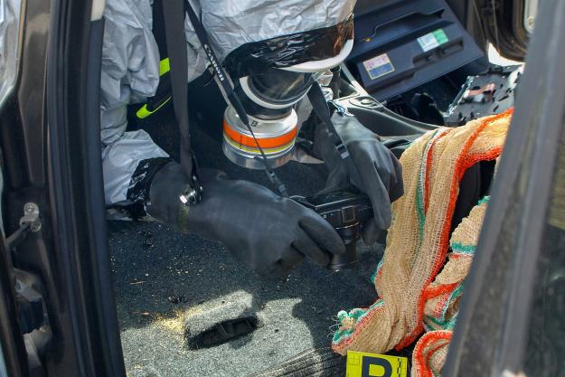 Participant practices photographing crime scene.