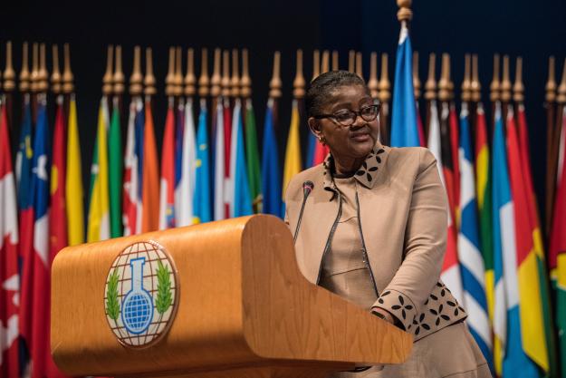 H.E. Ambassador Odette Melono, Permanent Representative of Cameroon to the OPCW, speaking at the Twenty-Second Session of the Conference of the States Parties to the Chemical Weapons Convention (CSP-22)