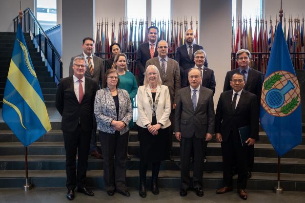 The ceremony was attended by a number of officials including: the Permanent Representative of the Czech Republic to the OPCW and the Chairperson of the Executive Council, H. E. Ambassador Jana Reinišová; the Permanent Representative of Canada to the OPCW and co-coordinator of the Friends of the Laboratory Group, H.E. Ambassador Sabine Nölke; the Permanent Representative of Indonesia to the OPCW, co-coordinator of the Friends of the Laboratory Group, and Vice-Chair of the Conference of the States Parties, H.