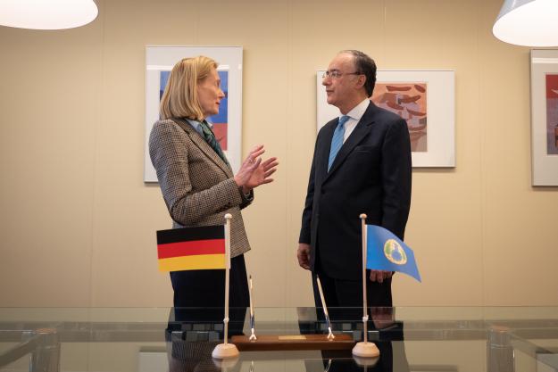 Permanent Representative of Germany to the OPCW, H.E. Ambassador Christine Weil, and the Director-General of the OPCW, H.E. Mr Fernando Arias,