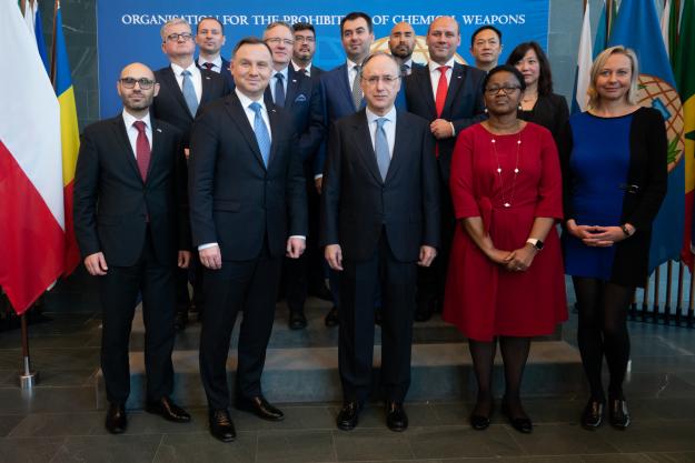 OPCW Director-General, H.E. Mr Fernando Arias, and the President of Poland, Mr Andrzej Duda, meeting at the OPCW Headquarters in The Hague