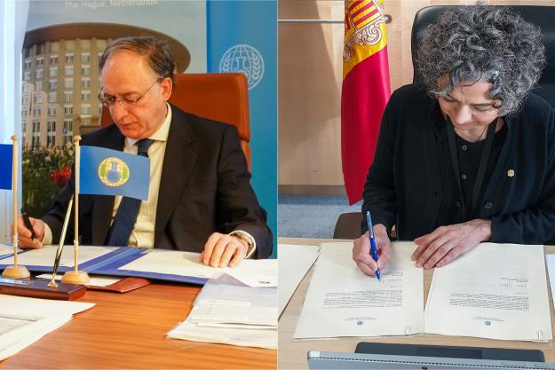H.E. Mr Fernando Arias, Director-General of the OPCW and H.E. Mrs Esther Rabasa Grau, Permanent Representative of Andorra to the OPCW