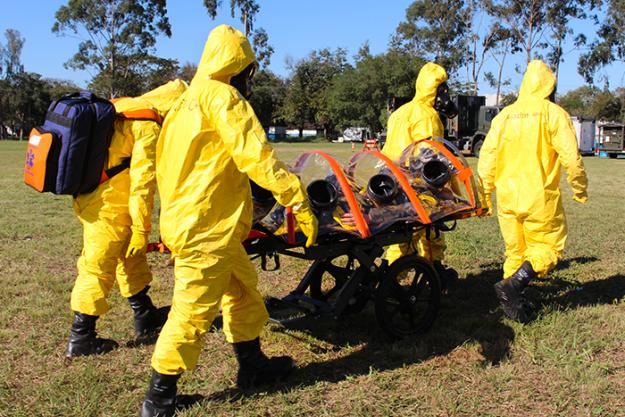 First Responders from Latin America at a an Exercise on Assistance and Protection against Chemical Weapons (EXBRALC III 2018) training 