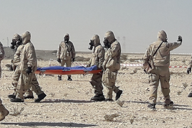 Participants at a Regional Advanced Course and Field Exercise on Assistance held at Qatar Army CBRN Regional Training Centre in Doha