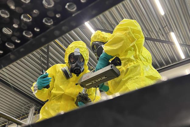 First responders conduct practical field exercises as part of a pilot capacity-building Training of Trainers programme.