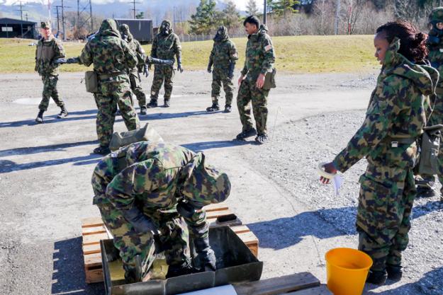 Trainers in the protection against chemical weapons at an OPCW exercise in Spiez, Switzerland