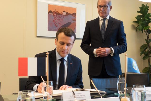 H.E. President Macron during his visit to the OPCW. 