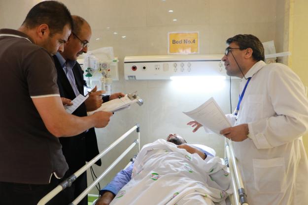 Medical professionals during a course on hospital care for victims of chemical weapons and other incidents involving toxic chemicals