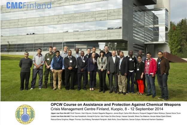 Participants at a Course on Assistance and Protection Against Chemical Weapons, which was held in Kuopio, Finland from 8 to 12 September 2014.