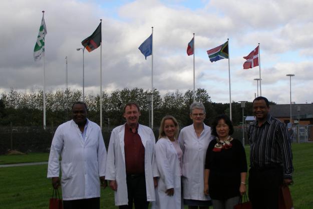 OPCW Associate Programme 2008 participants received training on how to run a modern chemical company in the DANISCO plant in Grindsted, Denmark. From left to right: Mr Katongo Chipompo from Zambia, professor Lars Wiebe, scientist Anita Lindahl, technician Sonja Lyngaas, Ms Oyun Batsukh from Mongolia and Mr Mashilo Mehale from South Africa. 