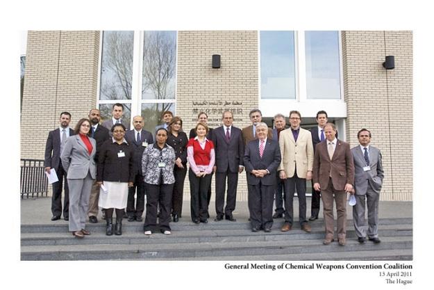 OPCW Director-General Ahmet Üzümcü with members of the Chemical Weapons Convention Coalition at the OPCW Headquarters.