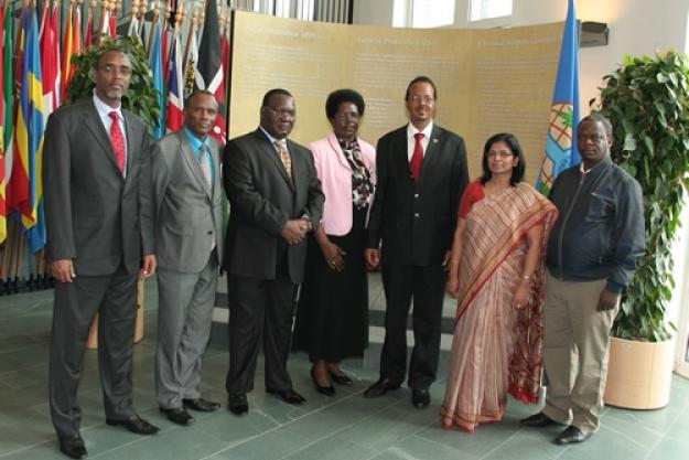 Deputy Director-General Grace Asirwatham (second from right) and Members of Parliament from the Kenya National Assembly, Departmental Committee on Defense and Foreign Relations.