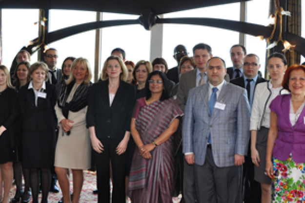 OPCW Deputy Director-General, Ambassador Grace Asirwatham and attendees of the 12th Regional Meeting of National Authorities in Eastern Europe.