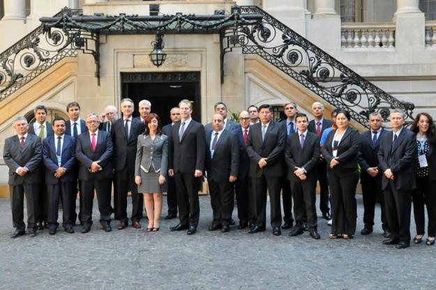 Participants at a workshop on assistance and protection for States Parties in the Latin America and Caribbean (GRULAC) region, which was held in Buenos Aires, Argentina.