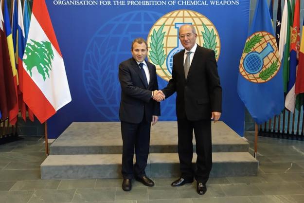Minister for Foreign Affairs and Emigrants of Lebanon, H.E. Mr. Gebran Bassil (left) and OPCW Director-General, Ambassador Ahmet Üzümcü