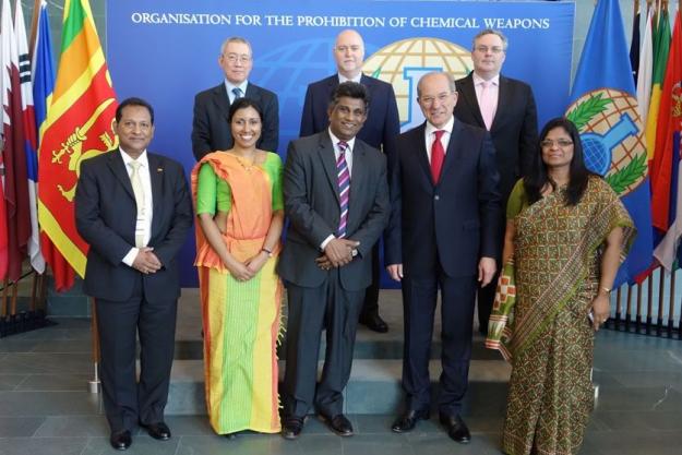 Deputy Foreign Minister of Sri Lanka, Mr Ajith Perera, with the Director-General and senior OPCW officials.