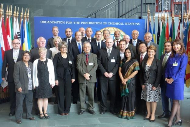 Deputy Director-General, Ambassador Grace Asirwatham, with members of the OPCW Scientific Advisory Board.