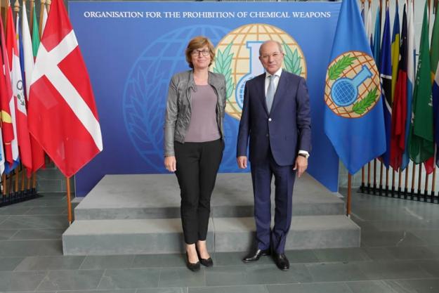 State Secretary for Foreign Policy of the Kingdom of Denmark, H.E. Ms Lone Dencker Wisborg (left) and OPCW Director-General Ahmet Üzümcü.