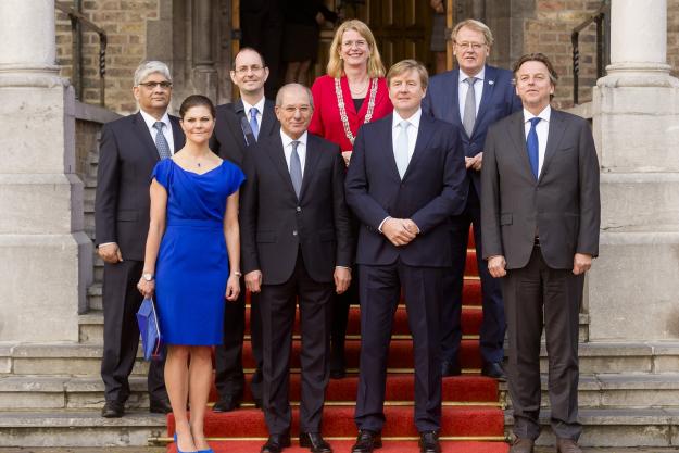 His Majesty King Willem-Alexander of the Netherlands (second from right) at the OPCW's 20th Anniversary Commemorative Ceremony on 26 April 2017 at the Ridderzaal (Hall of the Knights) in The Hague, the Netherlands.