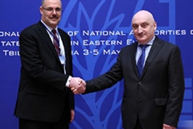 The regional meeting was inaugurated by Ambassador David Dondua, Deputy Minister of Foreign Affairs of Georgia [right] and Mr Hamza Khelif, Director of International Cooperation and Assistance of the OPCW [left]. 