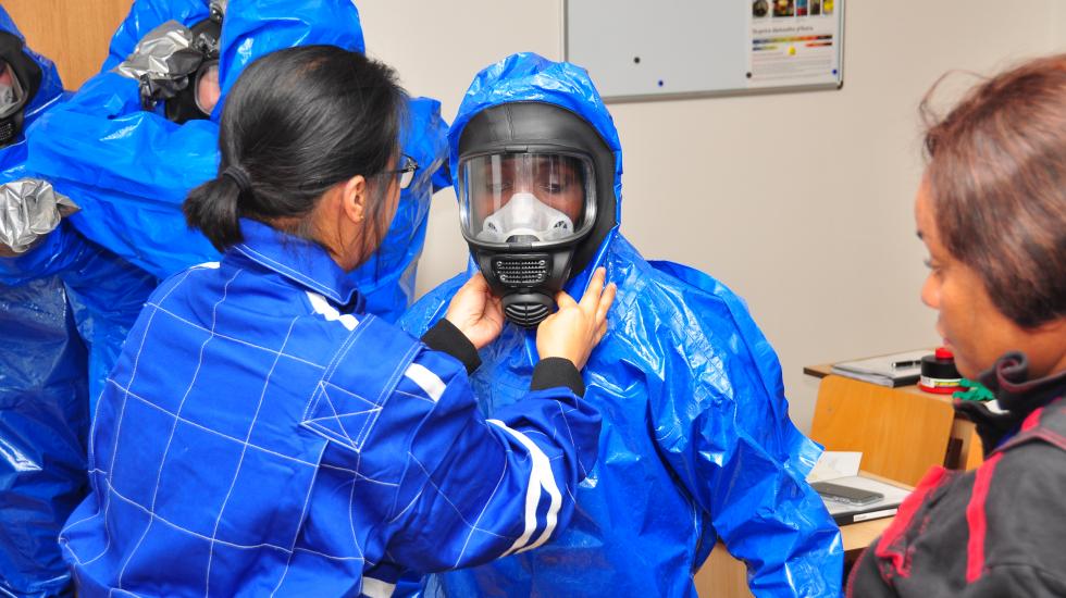 Chemical emergency response trainers developed skills to train other responders handling incidents involving chemical warfare agents and toxic industrial chemicals