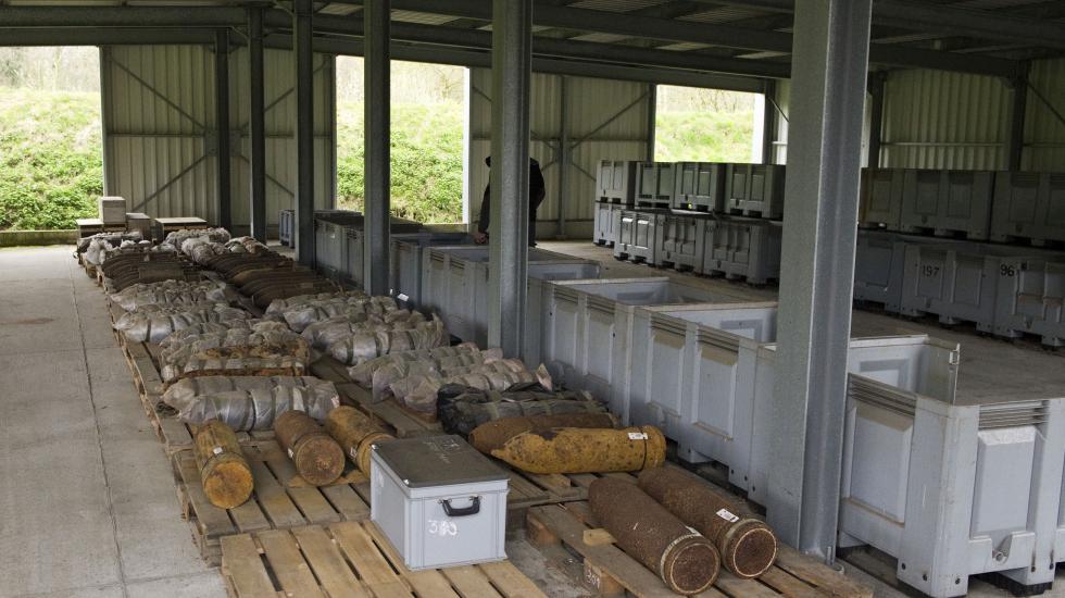 Armes chimiques anciennes dans une installation de stockage