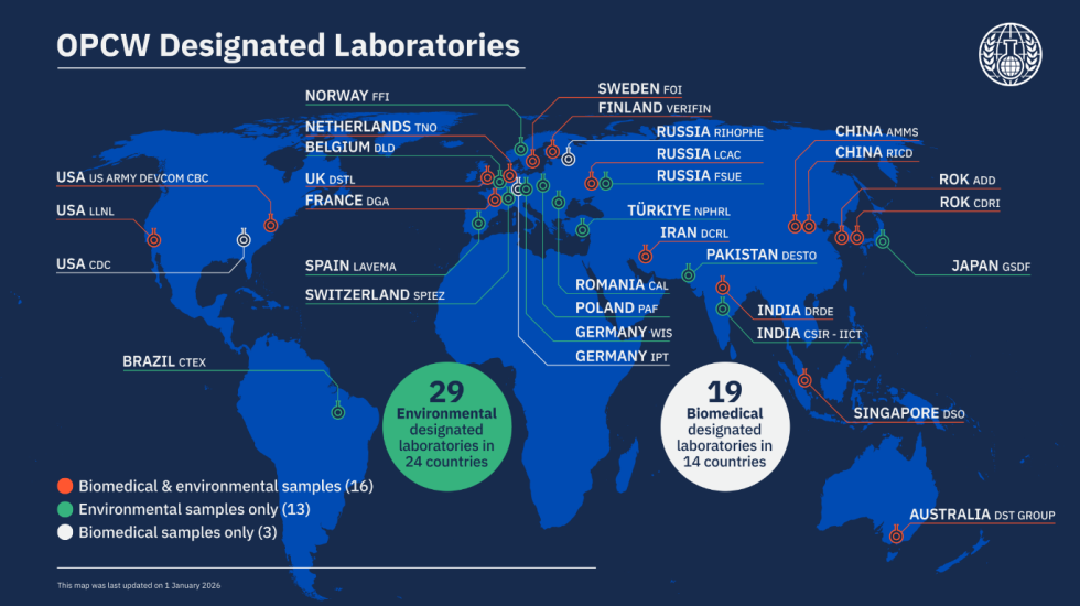 Map of OPCW Designated Laboratories