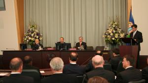 The first observance of Remembrance Day was held on 27 April 2006. Prime Minister Balkenende of the Netherlands addressed the audience attending the solemn ceremony, held at the OPCW headquarters Ieper room.