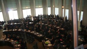 General view of participants in the Open Forum, held in The Hague on 9 April 2008 
