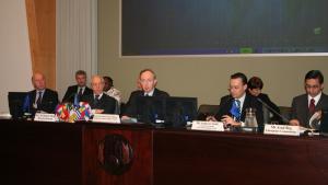 European Union-Sponsored Day for National Authorities, The Hague, 1 December 2008. From right, Mr Asad Beg, European Commission; Mr Andreas Strub, Council Secretariat of the European Union; H.E. Mr Jean-François Blarel, Presidency of the European Union; H.E. Mr Rogelio Pfirter, OPCW Director-General; and Mr John Freeman, OPCW Deputy Director-General.