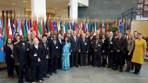 The OPCW Director-General and Deputy Director-General and participants in the Assistance-and-Protection training for instructors.