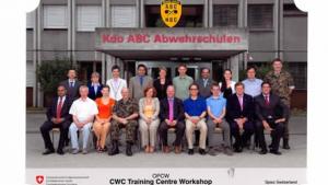 Participants at the first meeting of training centres for assistance and protection, which was held in Spiez, Switzerland from 9 to 11 July 2013.