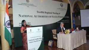 OPCW Deputy Director-General Mrs Grace Asirwatham (left) at the 12th Regional Meeting of National Authorities in Asia