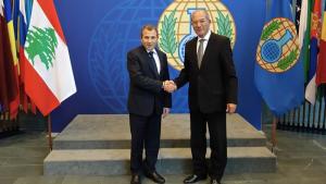 Minister for Foreign Affairs and Emigrants of Lebanon, H.E. Mr. Gebran Bassil (left) and OPCW Director-General, Ambassador Ahmet Üzümcü