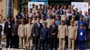 Participants at a basic training course on assistance and protection against chemical weapons held in Algeria.