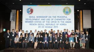 Participants at the Workshop on the Peaceful Development and Use of Chemistry for Member States of the OPCW in the Asian Region, which was held in Seoul, in the Republic of Korea.