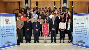 Participants at the basic course on response against chemical warfare agents and incidents involving toxic industrial chemicals, which was held in Lima, Peru from 7 to 11 March 2016.