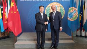 The Deputy Minister of the Ministry of Industry and Information Technology of China, Mr Liu Lihua, meeting the Director-General of the OPCW, Ambassador Ahmet Üzümcü